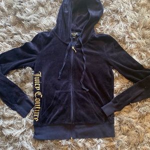 Navy Juicy Couture Velour Zip Up Hoodie